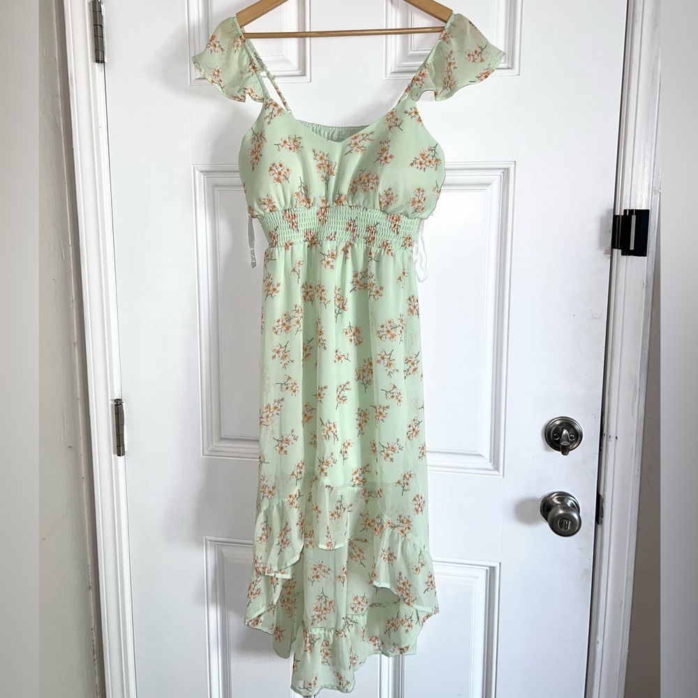 NEW Asymmetrical Mint Green Floral Dress
